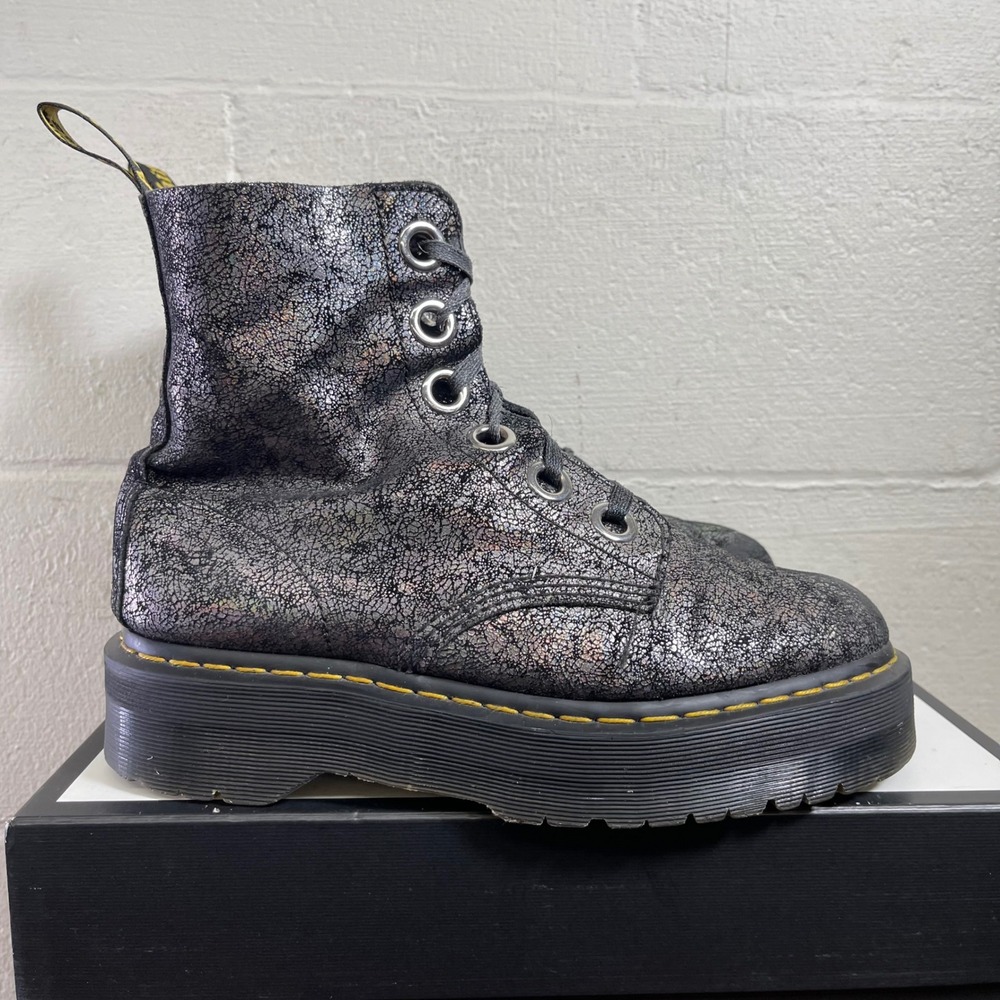 Dr. Martens Molly Platform Iridescent Crackle Glitter Suede Boots Women's 11